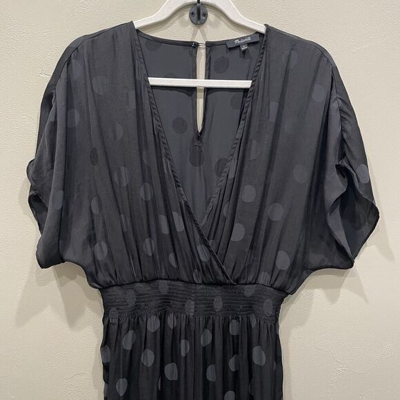 Madewell Wrap-Front Smock-Waist Jumpsuit Dot Jacquard - Size: Medium - Picture 5 of 10